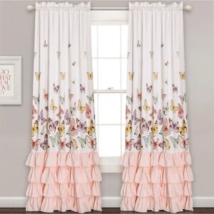 Lush Decor Flutter Butterfly Curtains 52"x84" 2 Panels Pink